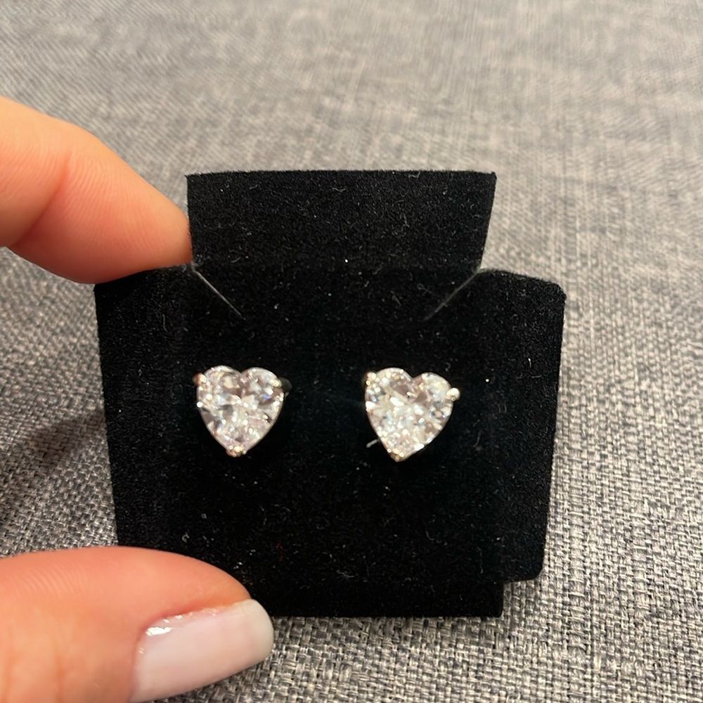 Cubic Zirconia Heart Earrings